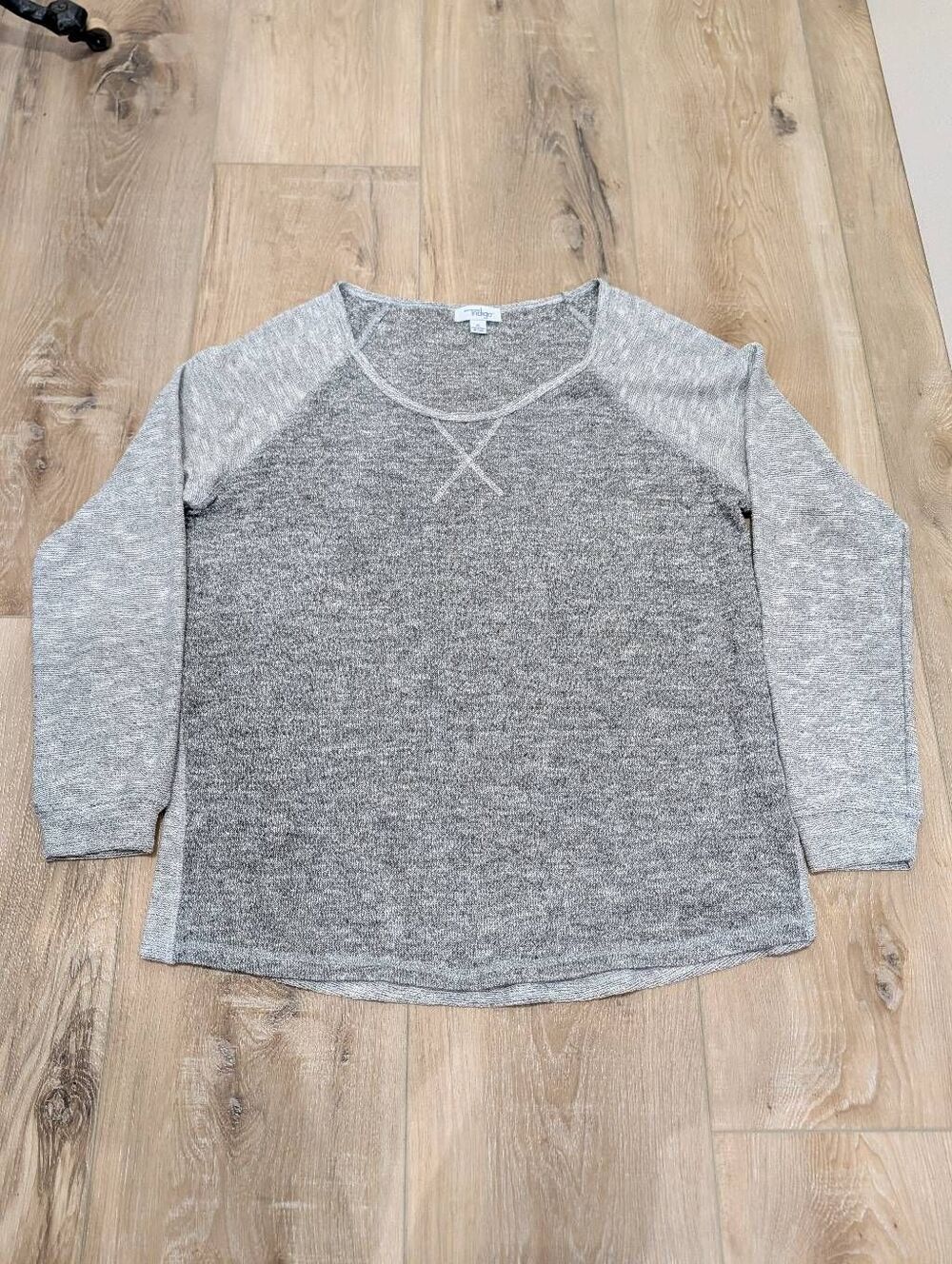 GNW Indigo Gray Metallic Knit Raglan Sweater Womens XL Sparkly Holiday